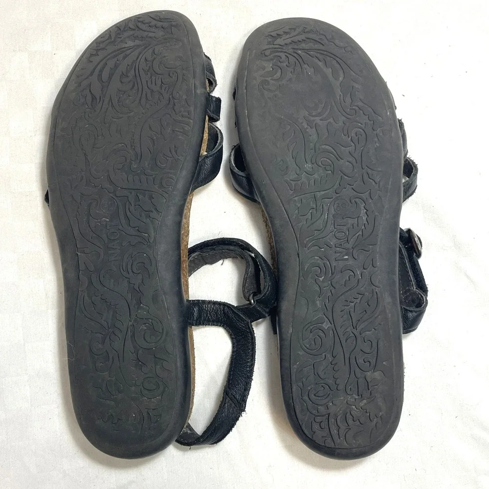 Naot Patricia Flat Sandals Black Leather Womens 8.5 EU 39 - Picture 6 of 7